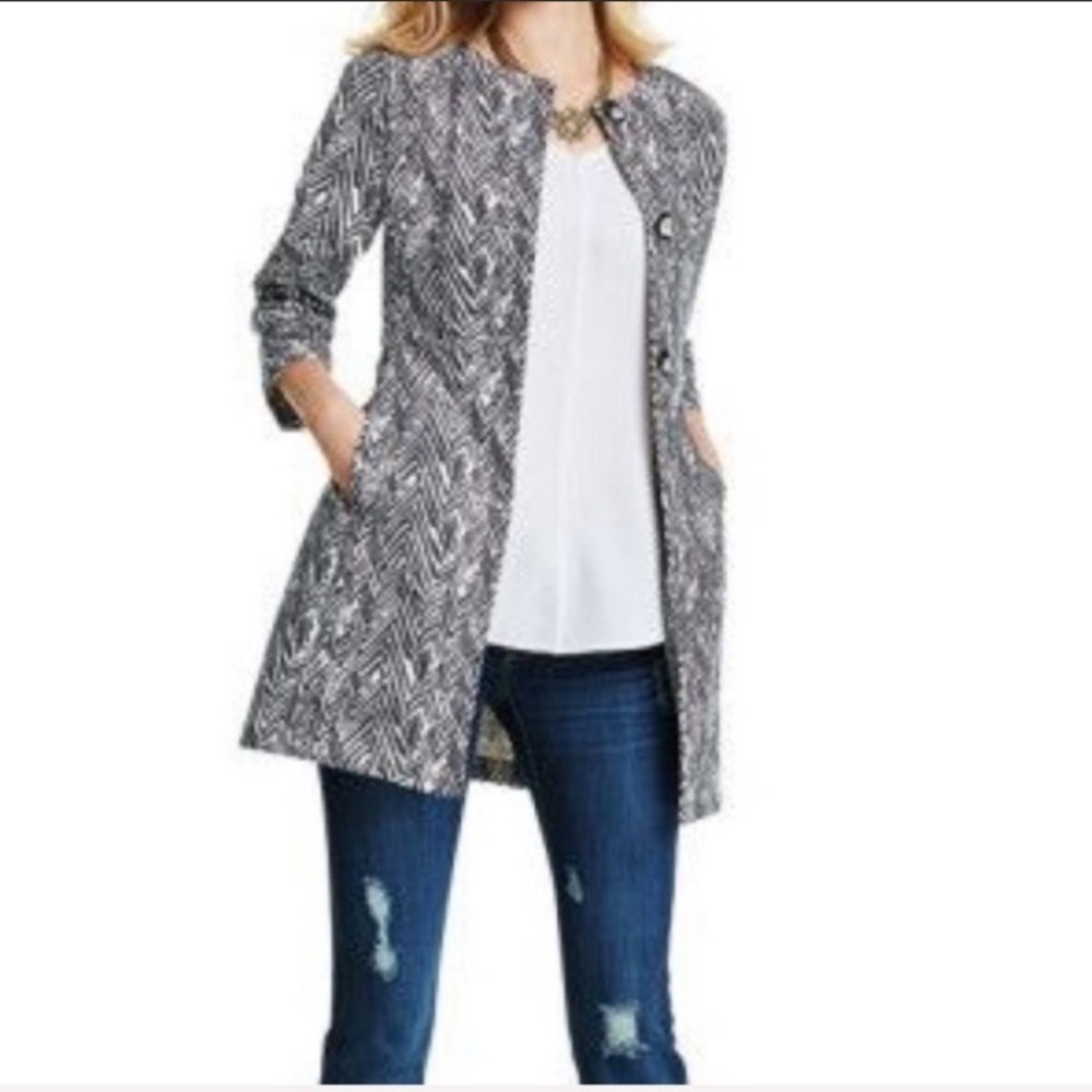 Cabi #3430 Zig Zag Fitted Coat Gray White Size XS - Picture 11 of 12